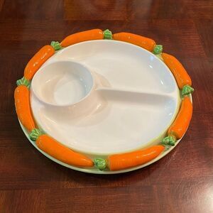 Vintage 3D Appetizer Serving Party Platter 12.5” Carrot Detail Veggie Tray